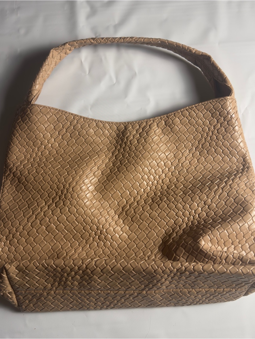 BOSTANTEN Tan Woven Vegan Leather Hobo Bag